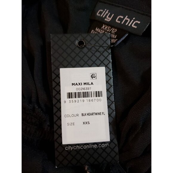 City Chic Maxi Mila‎ Black Floral Adjustable Strap Maxi Dress 12 New - Picture 6 of 11